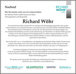 Nachruf - Richard Wöhr