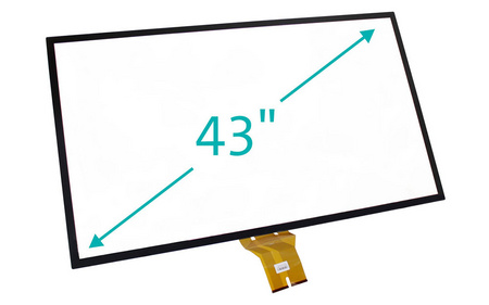 [Translate to Englisch:] Herstellung & Verarbeitung von 43" Touchscreen mit Glas-Sensor